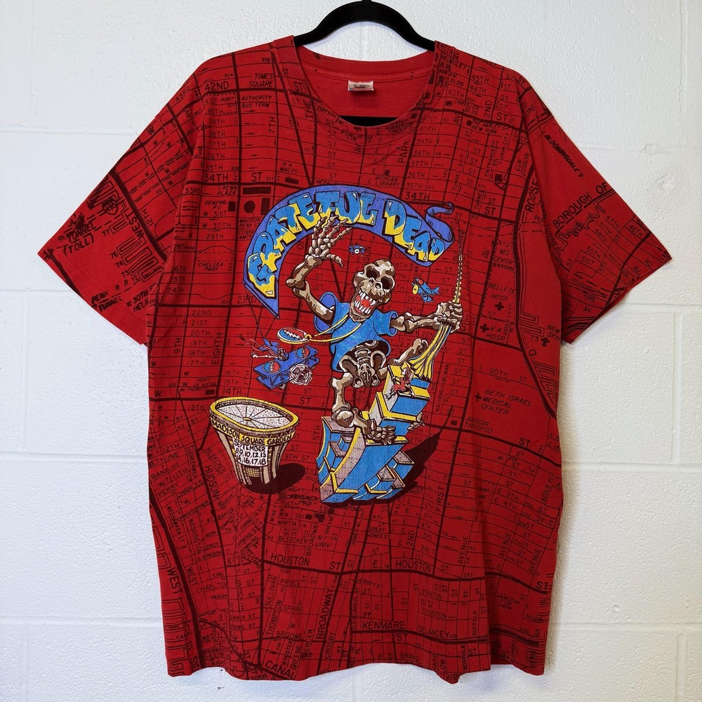 Vintage 90s Grateful Dead Madison Square Garden King Kong NYC MAP  T-shirt XL